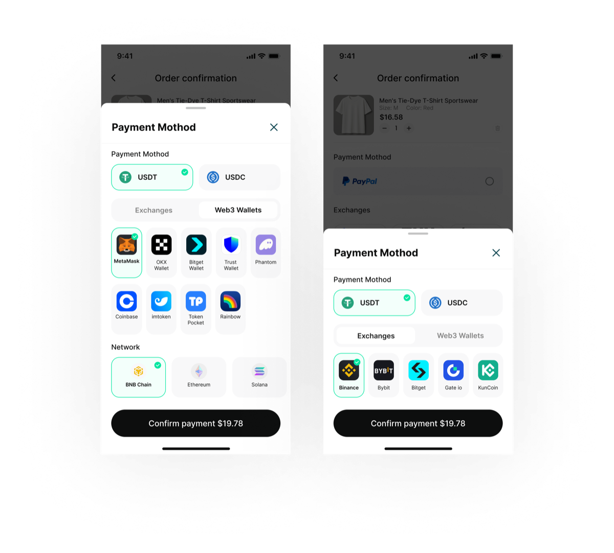 Merchant-rendered wallet picker